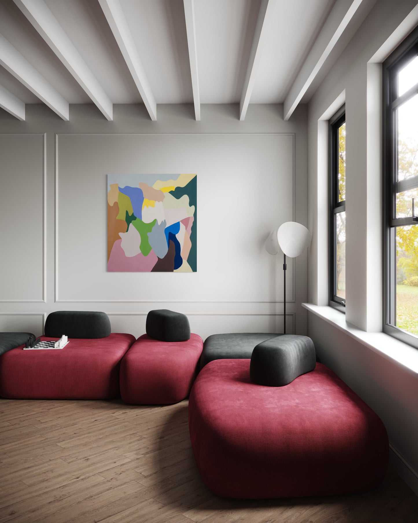 Paisajes Interiores. Verde y rosas