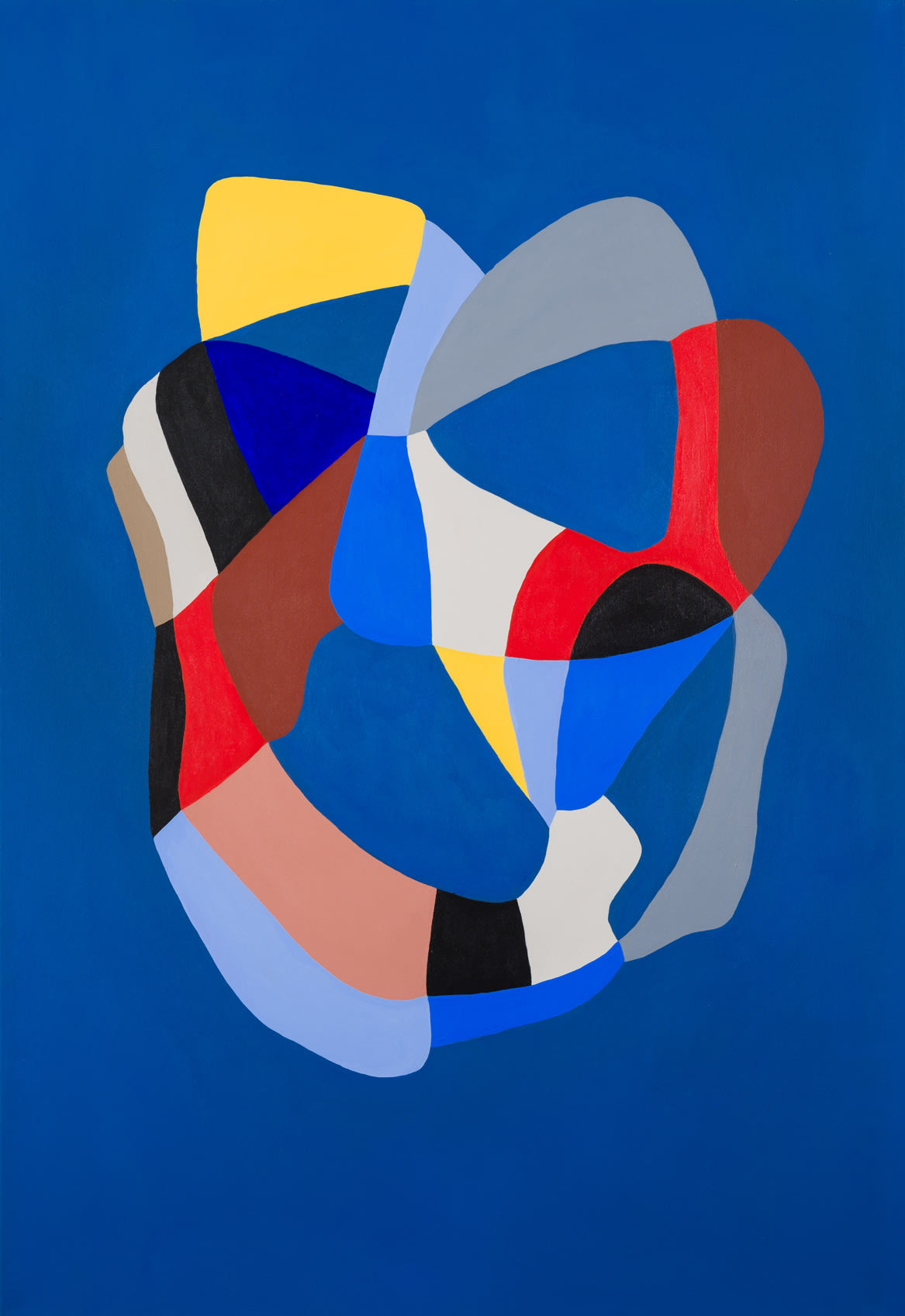 Criaturas Fondo Azul by Florencia Trucco — full view, multicolor creature on cobalt blue, acrylic on canvas